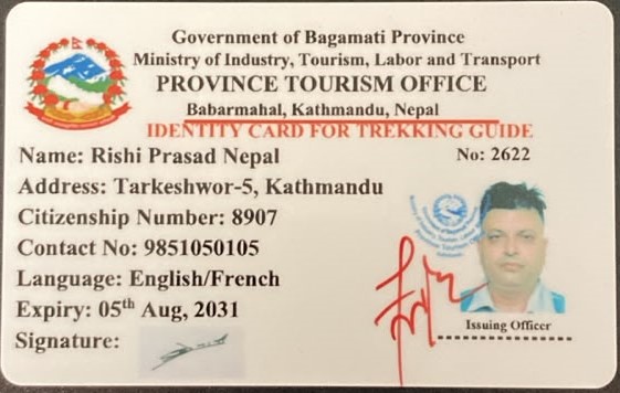 Govt Lic for trekking 